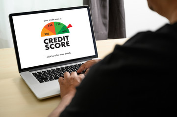 CREDIT SCORE (Businessman Checking Credit Score Online and Financial payment Rating Budget Money)