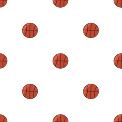 Colorful seamless repeating pattern children in beautiful style. Element equipment sports basketboll. Print surface design.