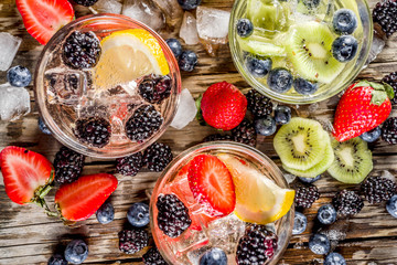 Lemonade, infused water with fresh berries
