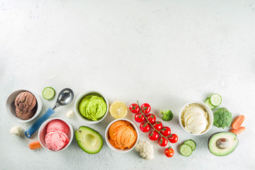 Trendy colorful vegetable ice cream