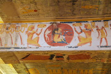 Painting at the separation between the second and the third corridor in the tomb of Ramesses IX