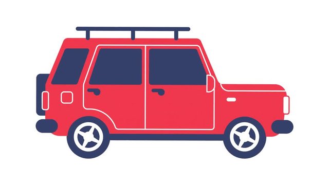 SUV car rides cartoon icon looped animation with alpha channel