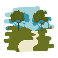 forest landscape scene isolated icon