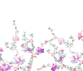 Fototapeta na wymiar Elegant watercolor flowers and branches