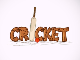 Cricket sports concept with bat and ball.