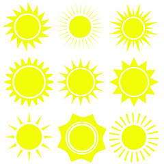 Flat sun icon. Sun pictogram. Trendy vector summer symbol for website design, web button, mobile app.