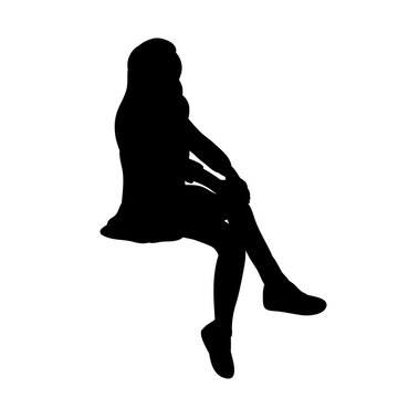 recommend clip art: vector, isolated, black silhouette girl sitting