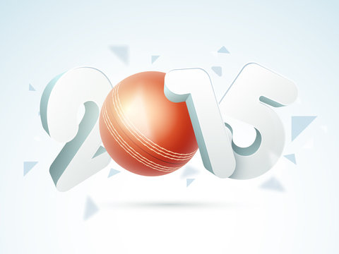 3D text 2015 with ball for Cricket.