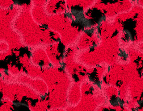 Bright Pink Animal Fur With Black Random Shape Spots