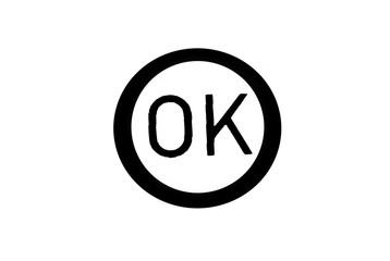 OK button in black circle isolated white background