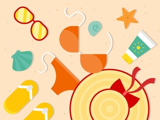 Summer vacation, Summer beach poster vector illustration