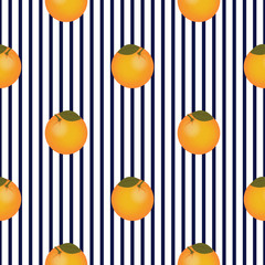 Orange fruit seamless striped pattern. Summer fruit design.