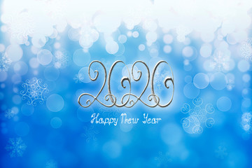 2020 Happy New Year banner illustration with silver numbers and lettering