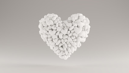 Large White 3d Heart Icon Made out of lots of Smaller Hearts 3d illustration 3d render