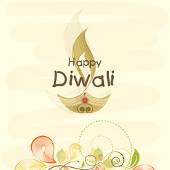 Happy deepawali celebration with floral design.