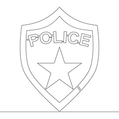 Continuous one line drawing Police badge concept
