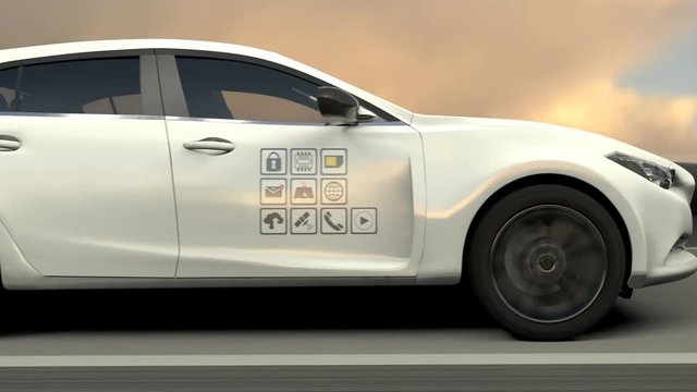 Connected car. Stickers icons avenue.