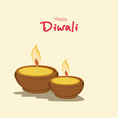 Diwali celebration concept with illuminated oil lit lamps.