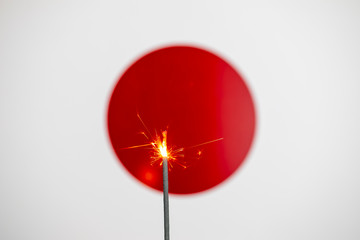 Japan Flag and Sparkler