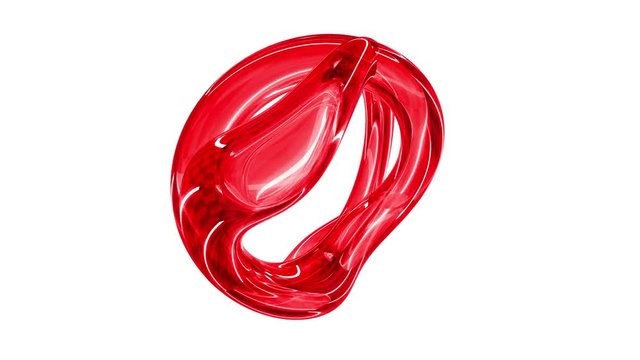 3d abstract object rotating like liquid form. 4k seamless loop animation footage. Green screen.