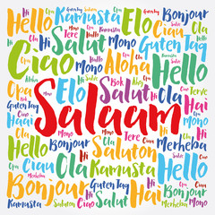 SALAAM (Hello Greeting in Persian,Farsi) word cloud in different languages of the world