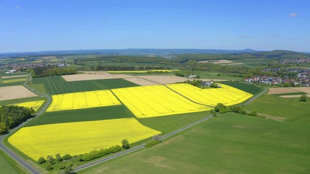Drone flight over agricultural land in Hochtaunuskreis, Germany