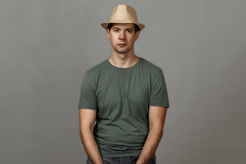 the man in a t-shirt and a hat