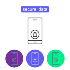 Secure data outline icons set.