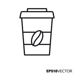 Disposable coffee cup vector line icon