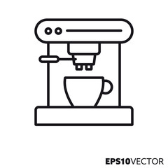 bar espresso coffee machine vector line icon