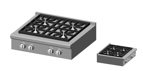 Gas stove. Isolated on white background. 3d Vector illustration.