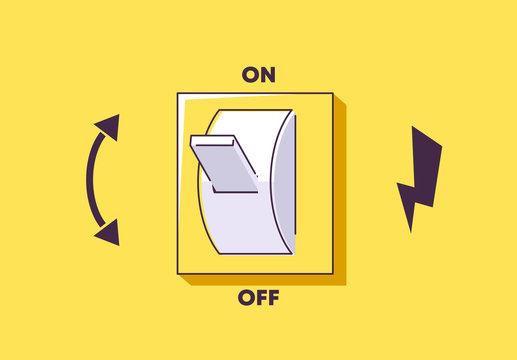 Vector illustration of the mechanism for switching on and off electricity, light