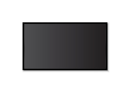 Home realistic black television screen on a isolated baskgound. 3d blank TV led monitor - stock vector mockup.Modern glossy.Digital display technology