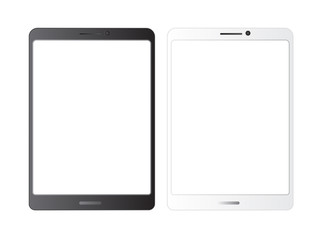 Tablet mockup.white isolated vector screen.Black and white blank screens. Showcase screenshots.Responsive to display your mobile web site design. Vector illustration - Illustration