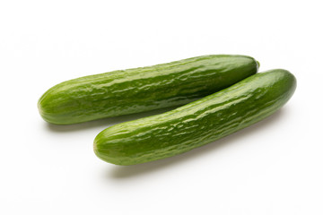 Fresh cucumber on white background.