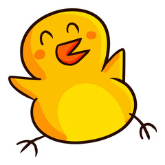 Funny and cute fat little duck laughing happily
