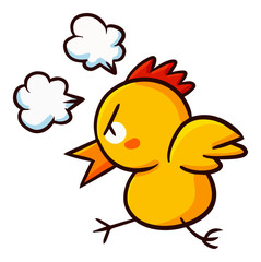 Funny and cute little chicken get angry