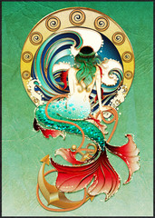 Retro mermaid poster