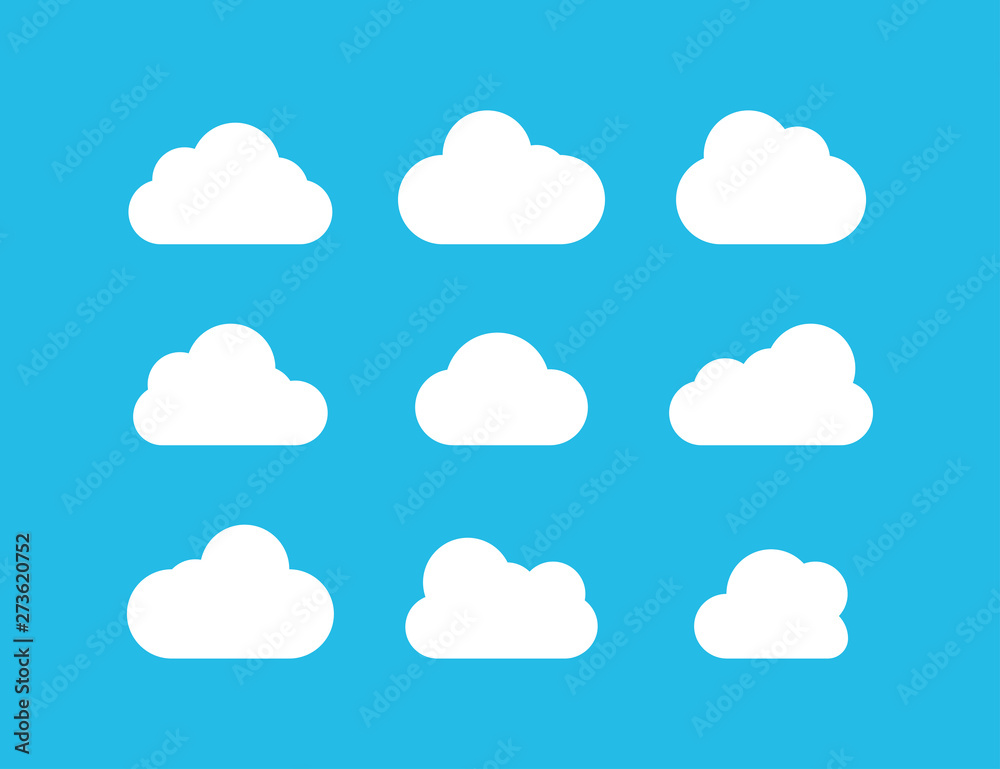 Canvas Prints clouds collection. white clouds vector icons on blue background. white cloud in flat design