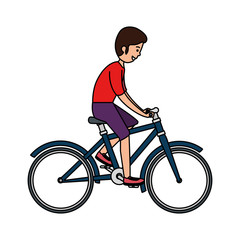Naklejka premium happy athletic boy ride bike