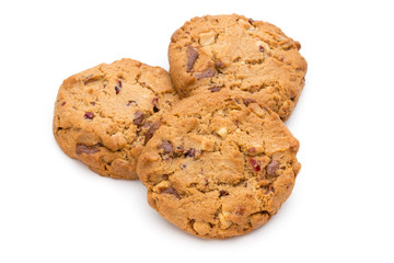 Chocolate chip cookie isolated on white background.