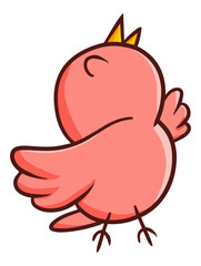 Cute and funny little pink bird singing proudly