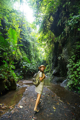 Woman in jungle on Bali, Indonesia 