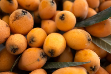 loquat stacked on the marketplace