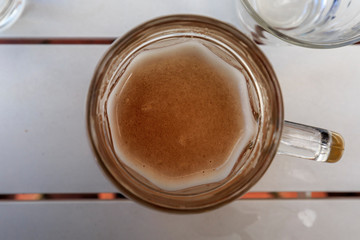 A fresh beer on the table