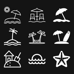 Beach icon vector of vacation and tourism, summer symbol