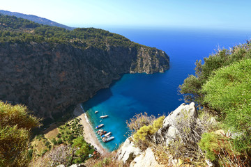 The Butterfly Valley (kelebekler vadisi) in Oludeniz, Fethiye in Turkey.