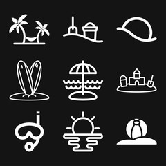 Beach icon vector of vacation and tourism, summer symbol