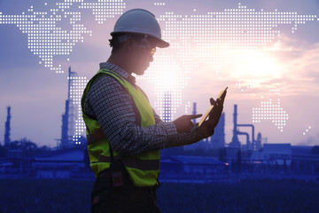 engineering work at petrochemical plant. technology industrial.