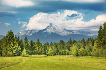 Fototapeta na wymiar Krivan peak (2494m), symbol of Slovakia in High Tatras mountains national park, Slovakia